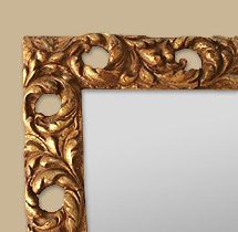 Détail miroir ancien bois doré