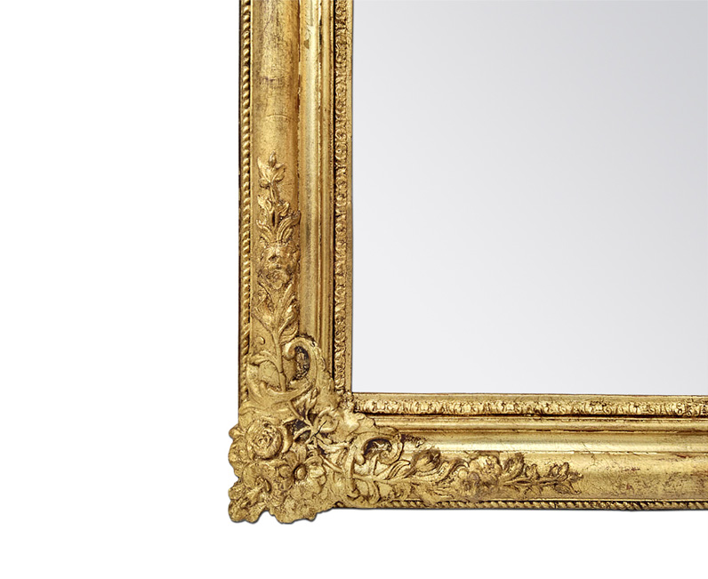 cadre ancien dore miroir style romantique decor fleurs