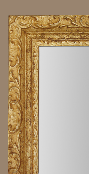 Cadre miroir bois doré à décor de feuillages