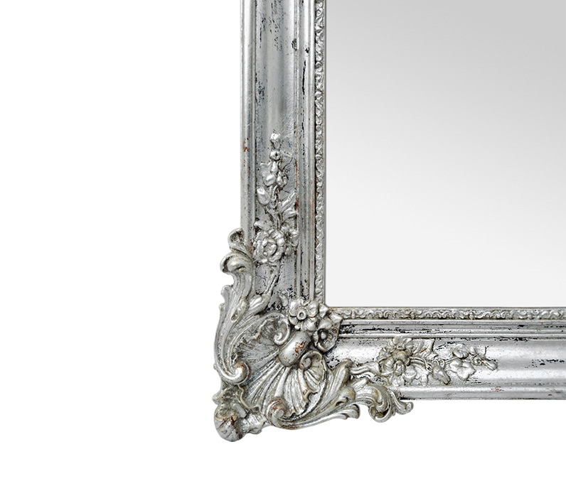 cadre miroir ancien argente patine coquille style louis xv