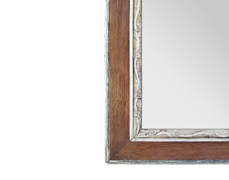 cadre miroir ancien bois chene naturel decor argente