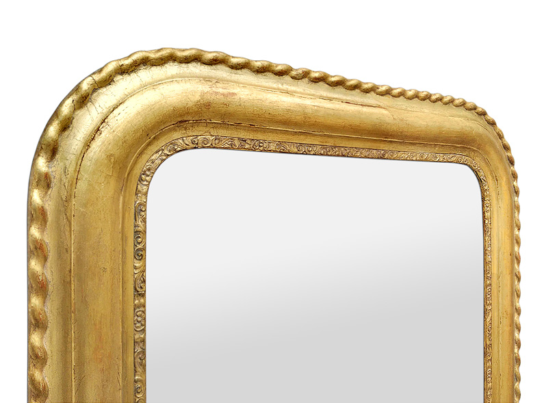 Cadre miroir ancien bois doré style Louis Philippe décor torsades