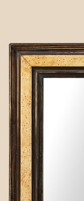 Cadre miroir ancien décor imitation bois couleur beige marron