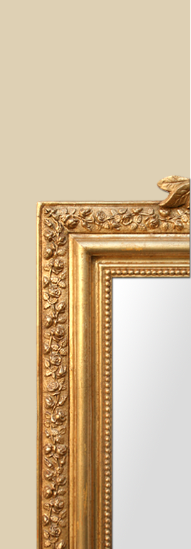Cadre miroir ancien doré décor style Louis XV