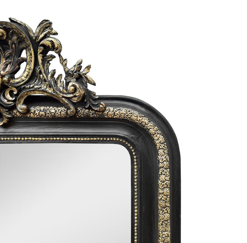 cadre miroir ancien epoque napoleon 3 decor noir dore