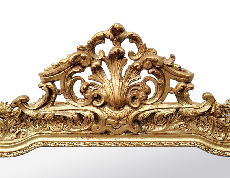 cadre-miroir-ancien-fronton-bois-sculpte-dore-patine