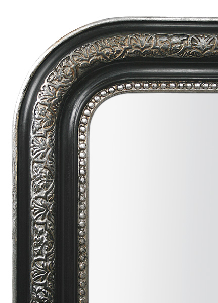 Cadre miroir ancien louis-philippe dorure argenté patiné et noir