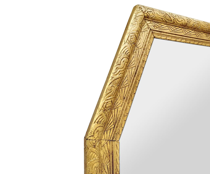 cadre miroir ancien octogonal dore decor art deco