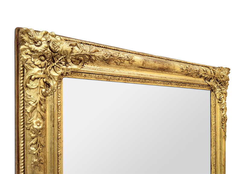 cadre miroir ancien style romantique bois dore patine