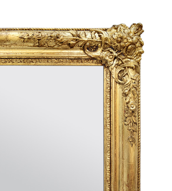 cadre miroir ancien style romantique dore decor florale