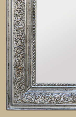 Encadrement miroir argent patine