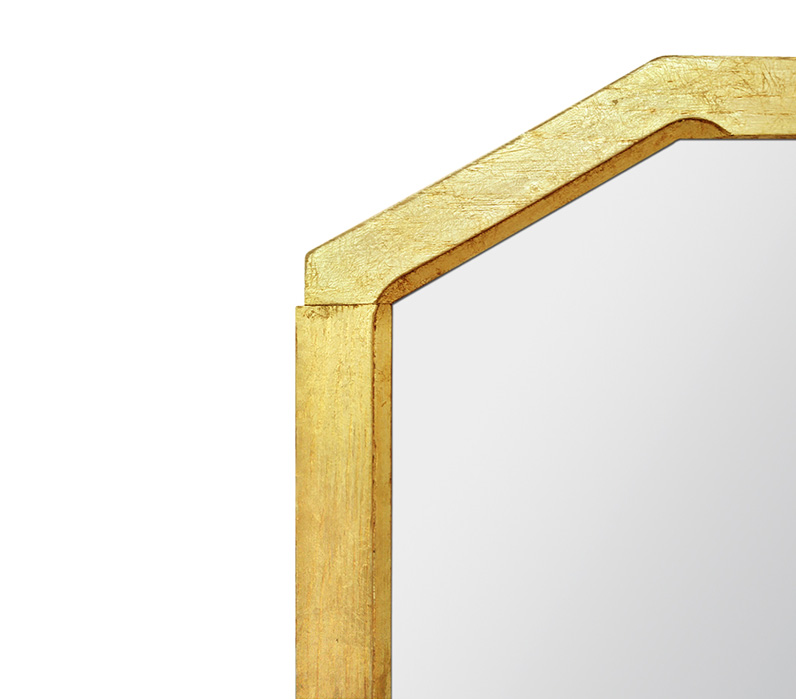cadre miroir bois dore 1950 forme geometique biseaute