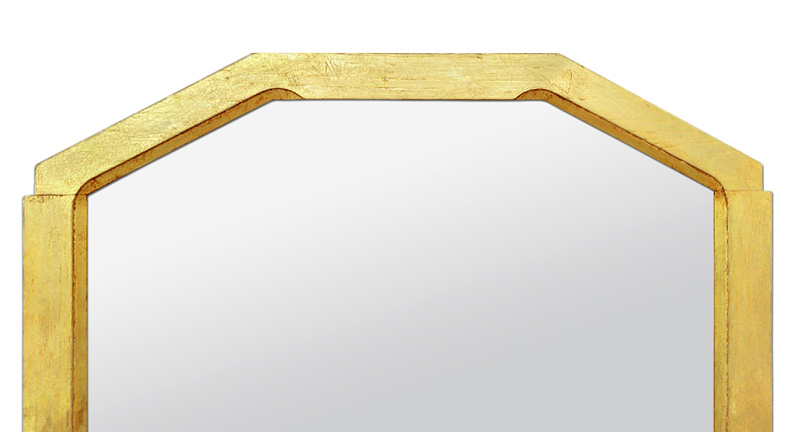 cadre miroir bois dore ancien 1950 forme geometrique