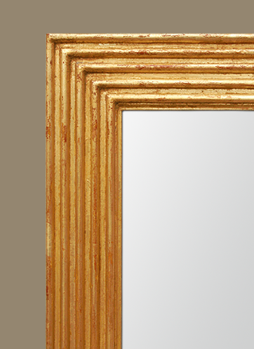 Cadre miroir ancien bois doré sculpté a décor de cannelures