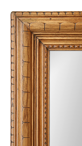 Cadre miroir ancien bois sculpté chêne clair 