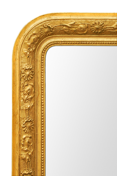 Cadre miroir doré ancien Louis Philippe décor florale années 30