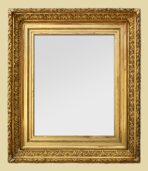 Cadre miroir ancien Barbizon, doré à l'or