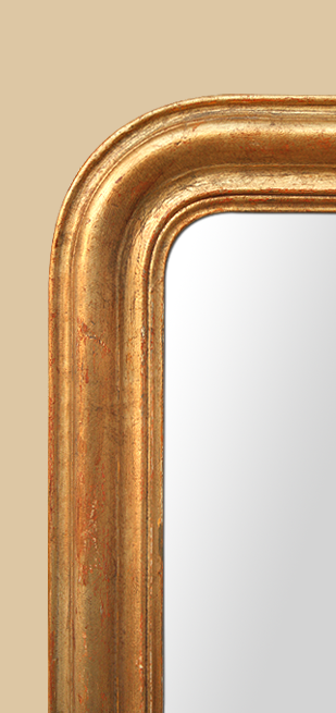 Cadre miroir doré patiné cuivré style Louis Philippe