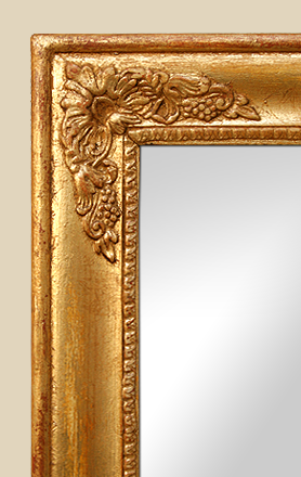 Cadre miroir bois doré à la feuille décors palmettes