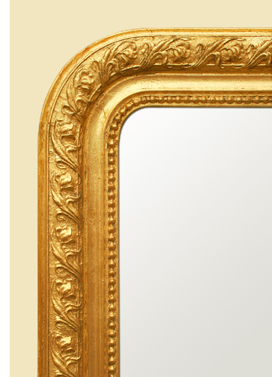 Cadre miroir doré style Louis-Philippe décor Art Nouveau 1900