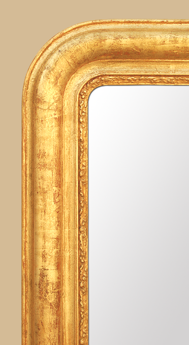 Cadre miroir doré style Louis Philippe décor feuillage ancien
