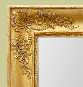 Cadre miroir style empire doré decor de palmettes