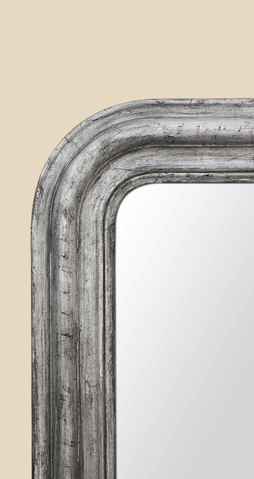 Cadre miroir Louis Philippe argenté noir patiné ancien