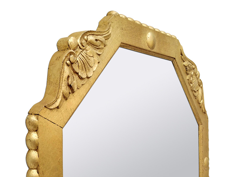 cadre miroir octogonal bois sculpte dore circa 1940