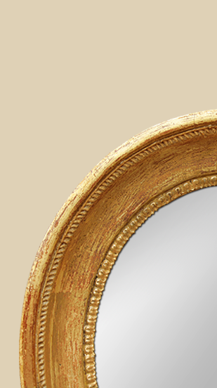 Cadre miroir ovale doré ancien époque 19ème