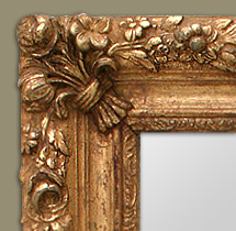 Détail miroir ancien bouquet fleur