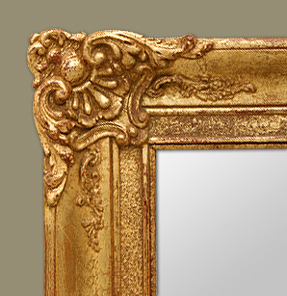 Glace miroir ancien décor coquille bois doré