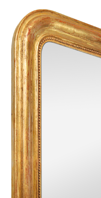 Détail cadre miroir ancien Louis-philippe bois doré patiné