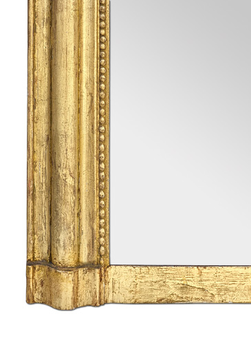 Détail cadre miroir cheminée doré patiné