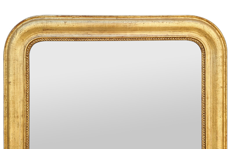detail grand miroir ancien Louis-Philippe bois dore 1860