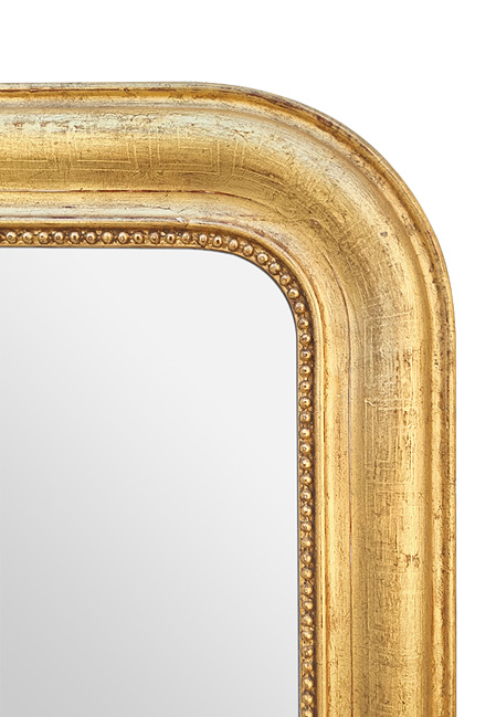 detail miroir ancien bois dore Louis-Philippe decor perles 1860