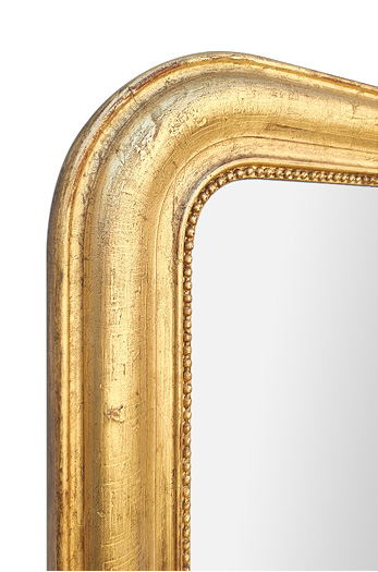 detail miroir bois dore ancien style Louis-Philippe decor perles