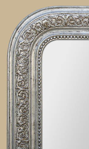 Cadre miroir style Louis-philippe argenté patiné