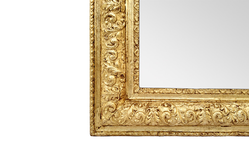 Encadrement bois doré miroir style Louis Philippe décor feuillages