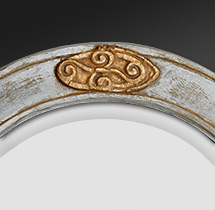 Miroir ancien bois argent&eacute; ovale