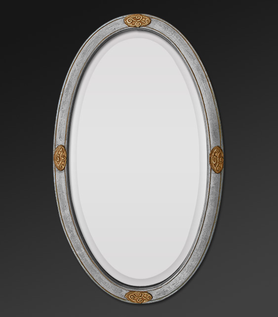 Miroir ancien ovale dorure argent&eacute;
