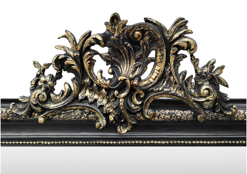 fronton decoratif miroir ancien coquille feuillages stylises circa 1880