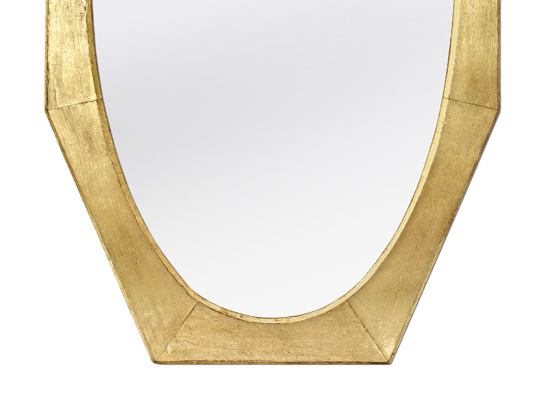 grand cadre miroir ancien octogonal bois dore annees-50