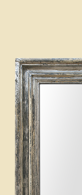 Grand cadre miroir argenté patine ancien