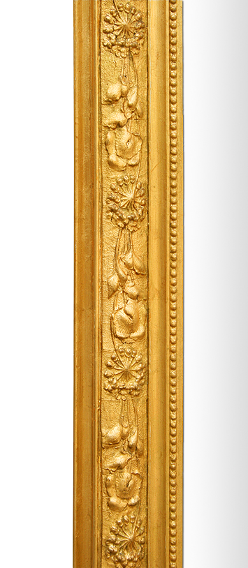 Grand cadre miroir doré décor florale style Louis Philippe ancien