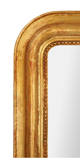 Grand cadre miroir louis philippe bois doré patiné