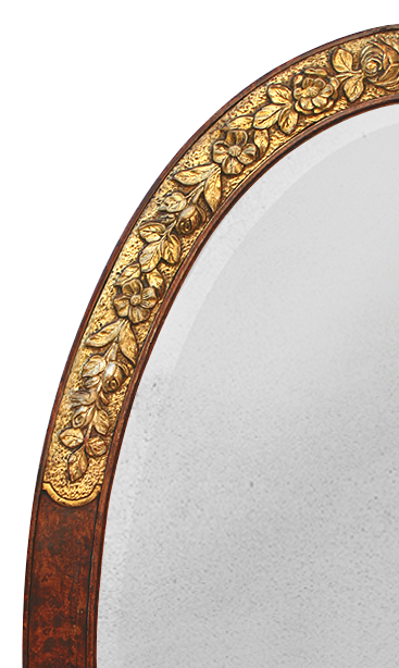grand cadre miroir ovale 1925 décor doré