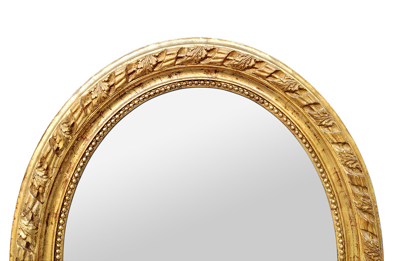 grand cadre miroir ovale dore ancien style napoleon III