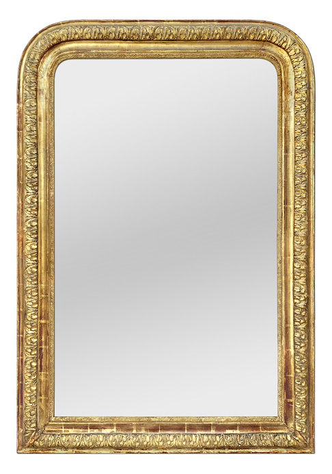 Grand miroir Louis-Philippe doré, époque 19ème siecle