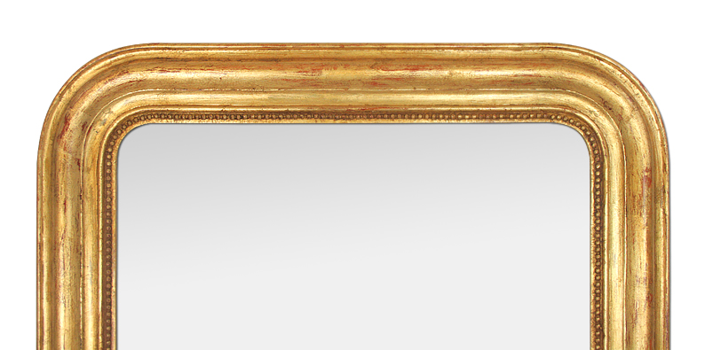 Grand miroir ancien Louis-Philippe-doré forme arrondie
