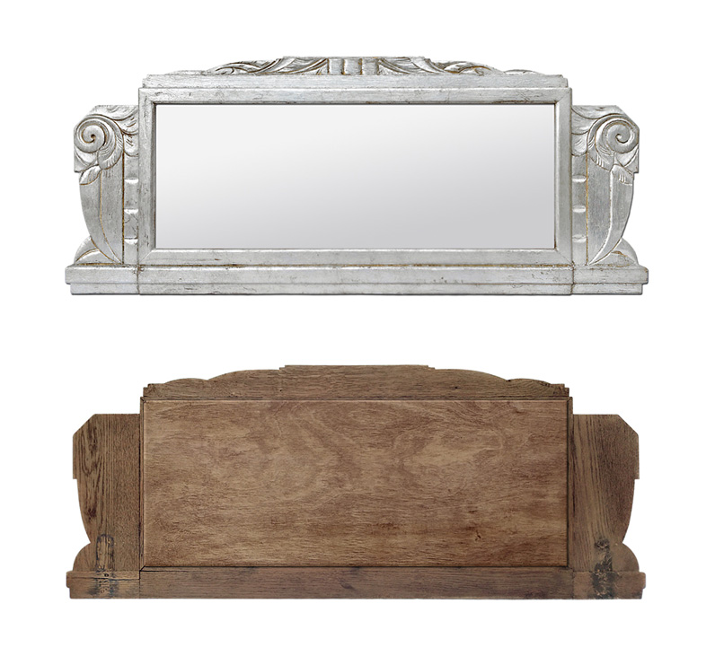 Grand miroir ancien argente Art Deco circa 1940